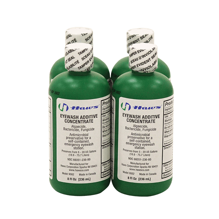 Haws 9082, 'sterile' bacteriostatic preservative for use in portable eyewash stations